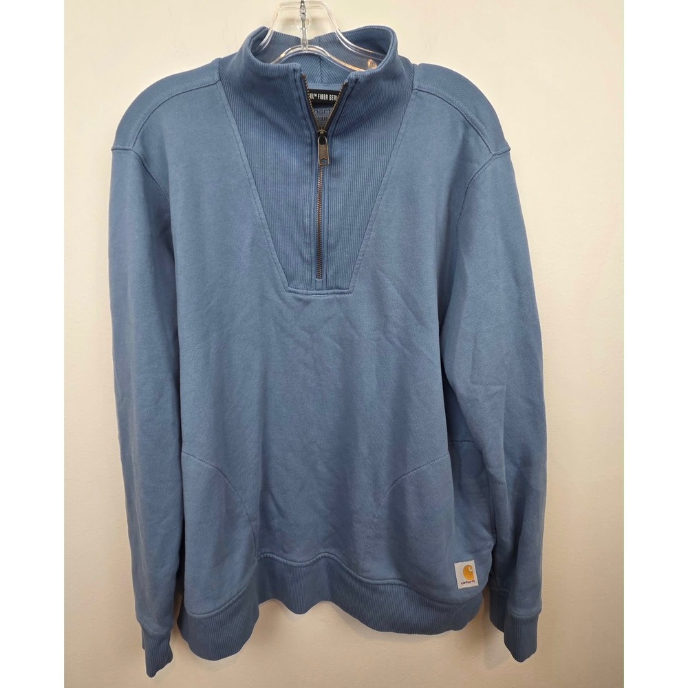Carhartt Women Iron Blue Tencel Fiber Series Half Zip Sweatshirt 106451 Large